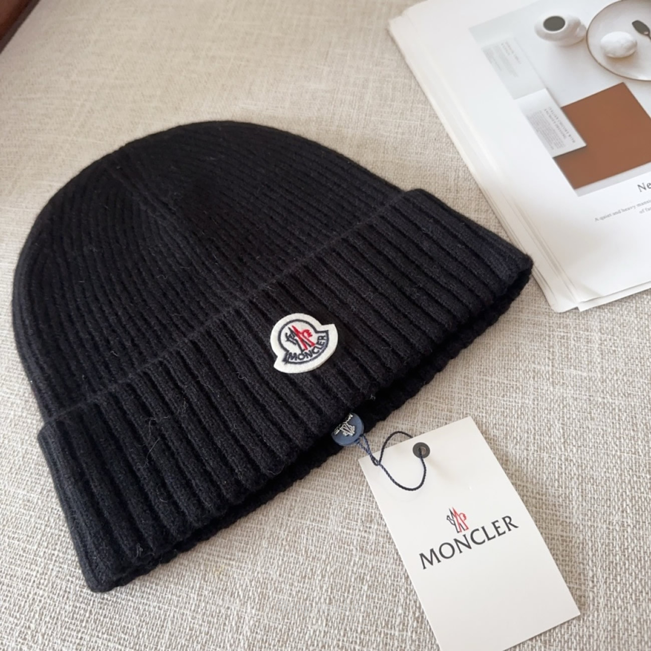 Moncler Logo Patch Beanie Black (2) - newkick.cc